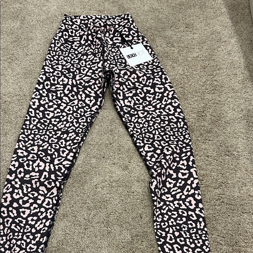Beach Riot Pink and Black Leopard Leggings